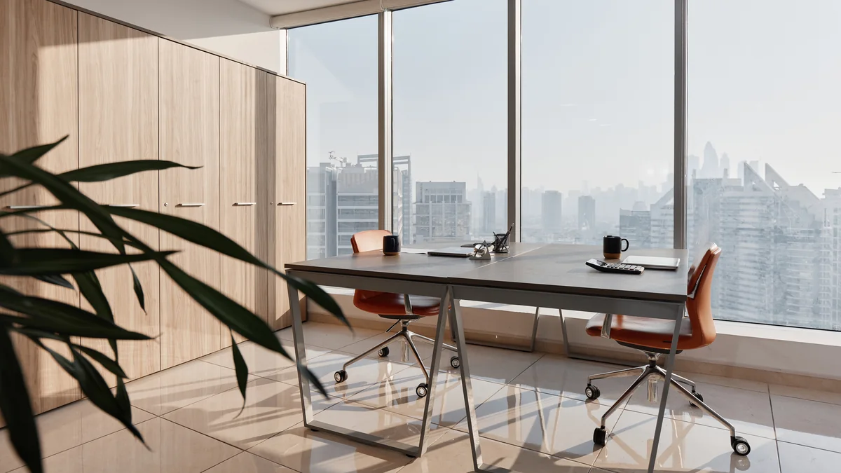 The Peak office, with desks and natural daylight